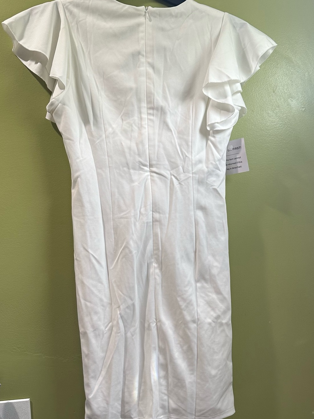V-Neck Cream Ruched Mini Dress - Picture 3 of 11